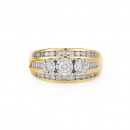 9ct-3-Stone-3-Row-Miracle-Set-Band-Total-Diamond-Weight100ct Sale