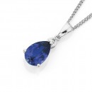 9ct-White-Gold-Created-Ceylon-Sapphire-Diamond-Pendant Sale