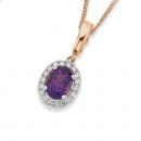 9ct-Rose-Gold-Amethyst-and-Diamond-Pendant Sale