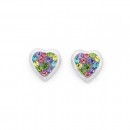 Sterling-Silver-Multi-Col-Crystal-Heart-Stud-Earrings Sale