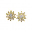 9ct-Diamond-Fancy-Flower-Stud-Earrings Sale