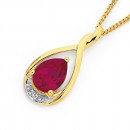 9ct-Created-Ruby-Diamond-Twist-Pendant Sale