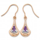 9ct-Rose-Gold-Pink-Amethyst-Diamond-Earrings Sale