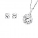 Sterling-Silver-CZ-Pendant-Earrings-Set Sale