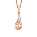 9ct-Rose-Gold-Morganite-Diamond-Pendant Sale