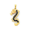 9ct-Black-Cubic-Zirconia-Created-Ruby-Dragon-Pendant Sale