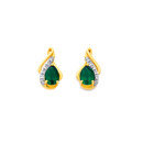 9ct-Created-Emerald-Diamond-Earrings Sale