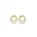 9ct-Two-Tone-Diamond-Cut-Double-Circle-Stud-Earrings Sale