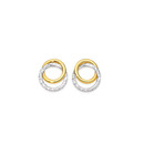 9ct-Two-Tone-Diamond-cut-Double-Circle-Stud-Earrings Sale