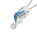 Silver-Synthetic-Opal-Seahorse-Pendant Sale