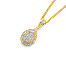 9ct-Diamond-Cluster-Pear-Shape-Pendant Sale