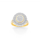 9ct-Two-Tone-Gold-Diamond-Large-Round-Cluster-Ring Sale