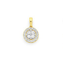 9ct-Two-Tone-Gold-Diamond-Round-Cluster-Pendant Sale