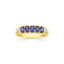 9ct-Gold-Created-Sapphire-Diamond-Ring Sale