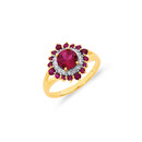 9ct-Created-Ruby-Diamond-Cluster-Ring Sale