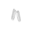 Sterling-Silver-Cubic-Zirconia-Set-Front-Oblong-Huggies Sale