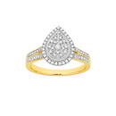 9ct-Gold-Diamond-Pear-Cluster-Ring Sale