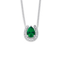 Sterling-Silver-Green-Cubic-Zirconia-Horseshoe-Pendant Sale