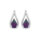 Silver-Pear-Violet-CZ-Loop-Earrings Sale