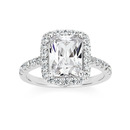 Silver-Emerald-Cut-CZ-with-Border-Ring Sale