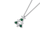Sterling-Silver-Green-Cubic-Zirconia-Christmas-Tree-Pendant Sale