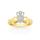 9ct-Gold-Diamond-Claddagh-Ring Sale