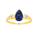 9ct-Gold-Created-Sapphire-Diamond-Ring Sale