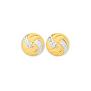 9ct-Gold-Two-Tone-Diamond-Cut-Swirl-Flat-Ball-Stud-Earrings Sale