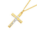 9ct-Gold-Two-Tone-Hollow-Crucifx-Pendant Sale