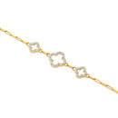 9ct-Gold-Diamond-Clover-Bracelet-TDW10ct Sale