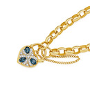 9ct-19cm-Solid-Belcher-London-Blue-Topaz-Diamond-Padlock-Bracelet Sale