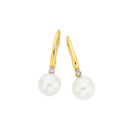 9ct-Freshwater-Pearl-Diamond-Earrings Sale