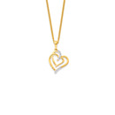 9ct-Gold-Diamond-Double-Linked-Heart-Pendant Sale