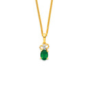 9ct-Created-Emerald-Diamond-Bow-Pendant Sale