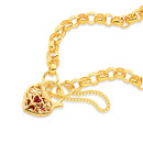 9ct-19cm-Created-Ruby-Filigree-Heart-Padlock-Bracelet Sale