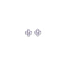 Silver-Lavender-CZ-CZ-Frame-Clover-Studs Sale