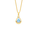 9ct-Two-Tone-Gold-Blue-Topaz-Drop-Pear-Twist-Pendant Sale