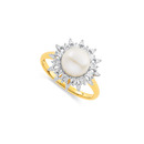 9ct-Freshwater-Pearl-Diamond-Cluster-Ring Sale