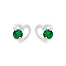 Sterling-Silver-Dark-Green-Cubic-Zirconia-Open-Heart-Stud-Earrings Sale