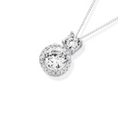 Sterling-Silver-Cubic-Zirconia-on-Cubic-Zirconia-Cluster-Pendant Sale