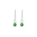 Sterling-Silver-Green-White-Cubic-Zirconia-Earrings Sale