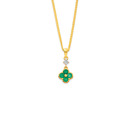 9ct-Emerald-and-Diamond-Clover-Drop-Pendant Sale