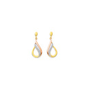 9ct-Tri-Tone-Diamond-Teardrop-Earrings Sale