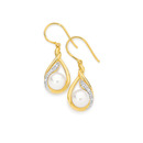 9ct-Freshwater-Pearl-Diamond-Earrings Sale