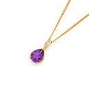 9ct-Gold-Amethyst-Diamond-Pear-Shape-Pendant Sale