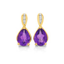 9ct-Gold-Amethyst-Diamond-Stud-Earrings Sale