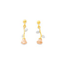 9ct-Tri-Tone-Gold-Rose-Drop-Stud-Earrings Sale