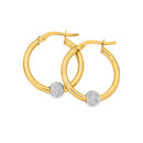 9ct-Gold-Two-Tone-15mm-Stardust-Ball-Hoop-Earrings Sale
