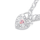 Sterling-Silver-19cm-Pink-CZ-Padlock-Bracelet Sale