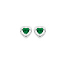 Sterling-Silver-Green-Glass-Heart-Polish-Frame-Studs Sale
